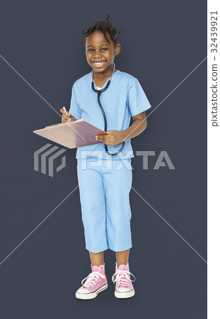 Little girl with doctor dream job smiling 32439921