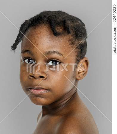 Little Girl Serene Face Expression Studio Portrait 32440229
