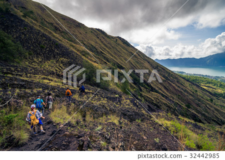 View of the lake and violcano Batur. Bali View of the lake and violcano Batur. Bali 32442985