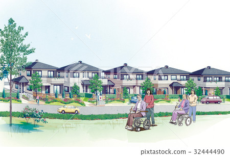 輪椅必需步行與輪椅走在家庭公園景觀通用方式障礙價值 32444490