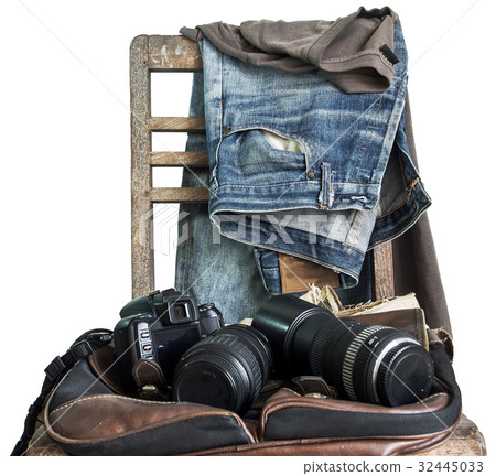 Vintage, Jeans On a wooden chair Vintage, Jeans On a wooden chair 32445033