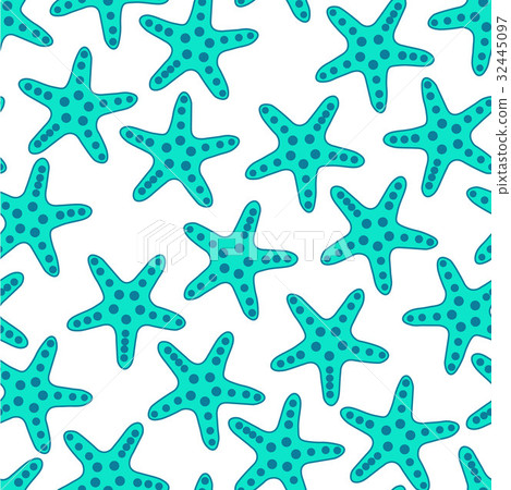 Turquoise starfish seamless pattern 32445097