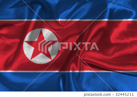 North Korea national flag 3D illustration symbol North Korea national flag 3D illustration symbol 32445211