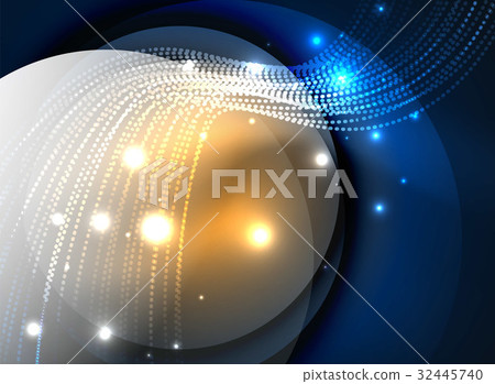 Glowing wave created with particles on dark color Glowing wave created with particles on dark color 32445740