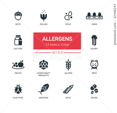 Allergens - Modern simple thin line design icons Allergens - Modern simple thin line design icons 32446247