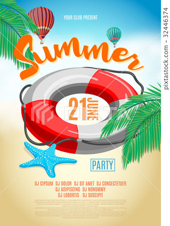 Vector Summer Party Poster Background Summer Stock Illustration