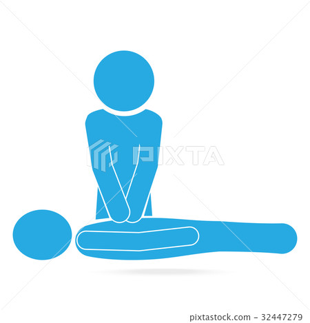 CPR, Cardiopulmonary resuscitation blue icon. 32447279