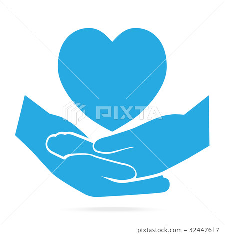 Hand clasped blue icon 32447617