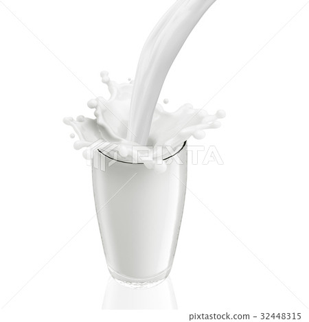 Milk splash from the glass on isolated white Milk splash from the glass on isolated white 32448315