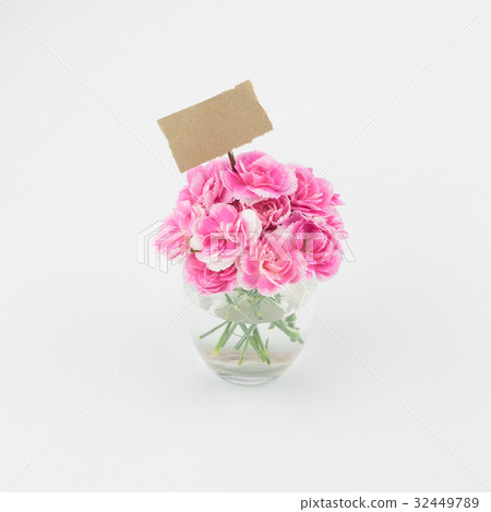 Pink carnation flowers bouquet in glass 32449789