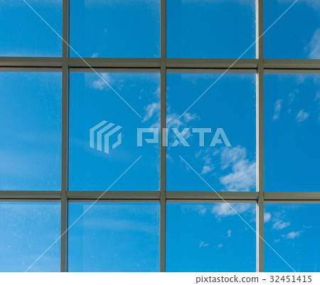 office square windows to see blue sky. 32451415