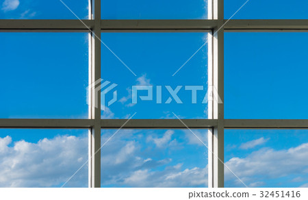 office square windows to see blue sky. 32451416