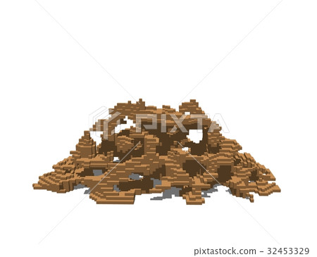 Abstract pixelated ruins. Isolated on white 32453329