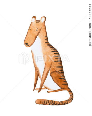 Watercolor illustration of tiger hand drawn 32453633