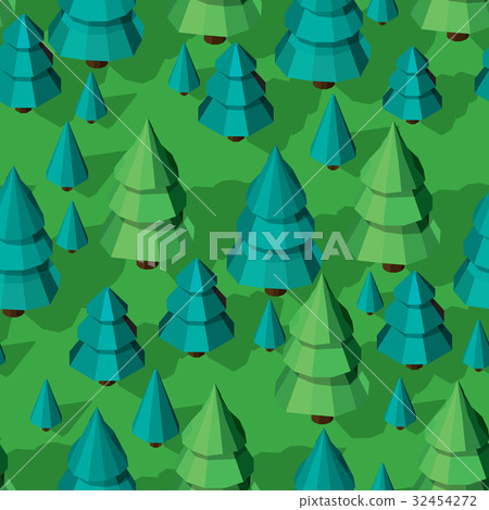 Seamless pattern with isometric trees 32454272