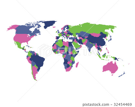 Political map of World in four colors isolated on 32454469
