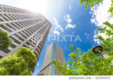 Tower apartment and blue sky Tower apartment and blue sky 32454472