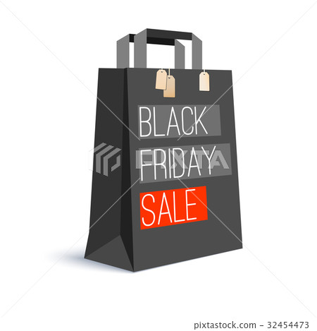 Black paper shopping bag with ad text. Black Black paper shopping bag with ad text. Black 32454473