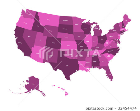 Map of United States of America, USA, in four 32454474