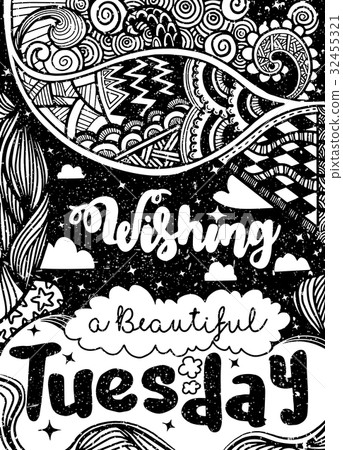 Week days quotes. Tuesday.Vector ethnic pattern  32455321