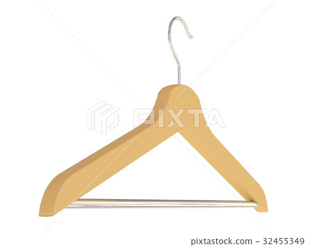 3D rendering image of a hanger hanging wooden clothes 32455349