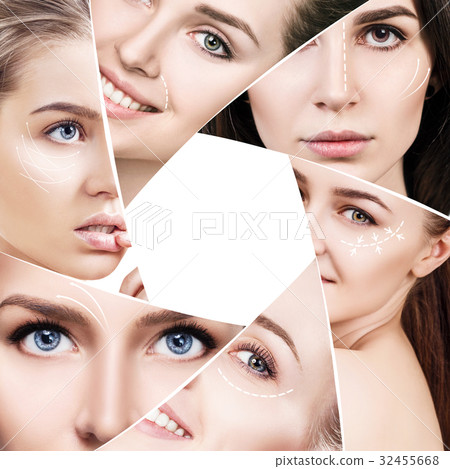 Woman faces with plastic arrows in giaphragm 32455668