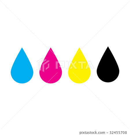 Ink drops in CMYK colors - cyan, magenta, yellow-插圖素材 [32455708] - PIXTA圖庫