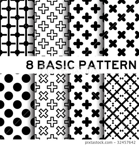 8 Basic black and white color geometric pattern 32457642
