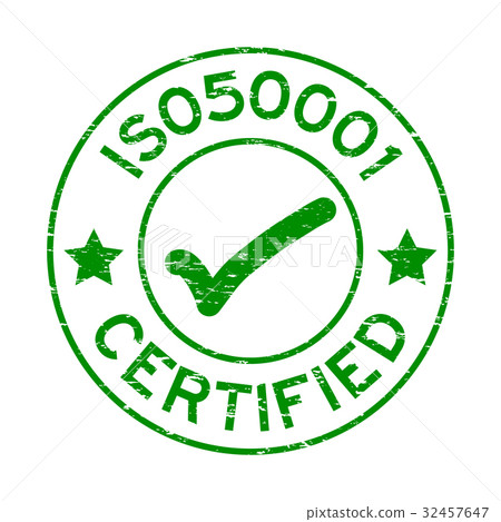 Grunge green ISO 50001 round rubber seal stamp 32457647
