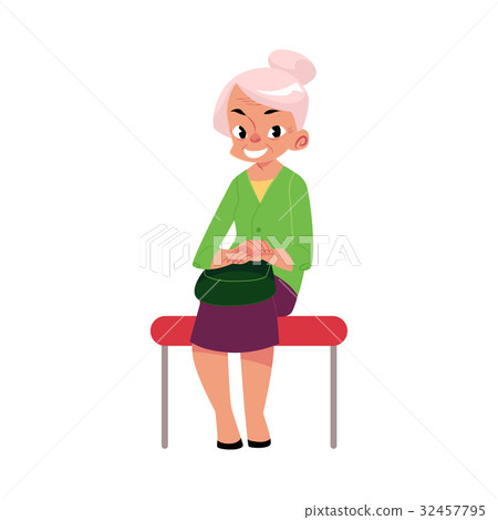 Elegant grey haired woman, old lady sitting in Elegant grey haired woman, old lady sitting in 32457795