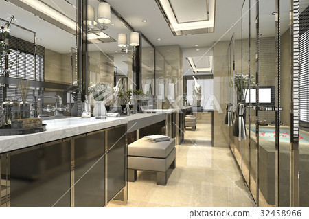 modern classic bathroom with luxury tile decor  32458966