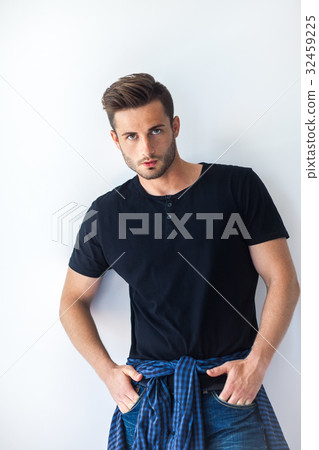Handsome sexy man in stylish casual clothes Handsome sexy man in stylish casual clothes 32459225