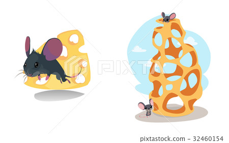 Digital vector funny cartoon cheese labyrinth Digital vector funny cartoon cheese labyrinth 32460154