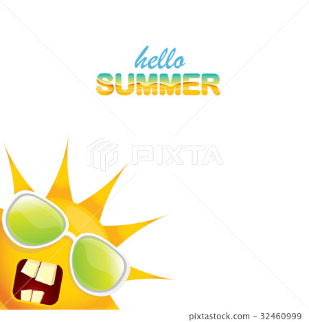 vector hello summer label with smiling shiny sun vector hello summer label with smiling shiny sun 32460999