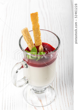 Panakota in a glass on a wooden background 32461228