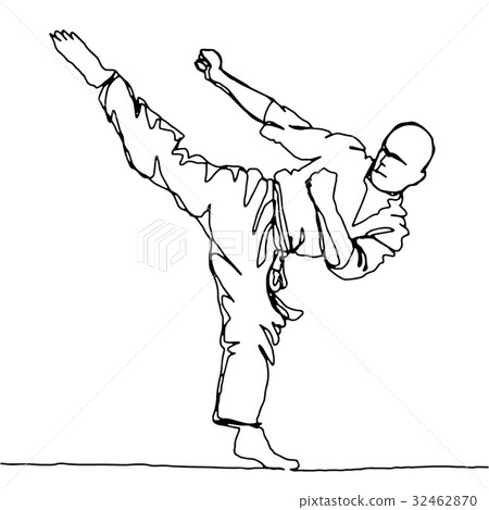 continuous line drawing of karate athlete continuous line drawing of karate athlete 32462870