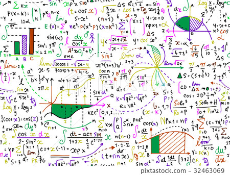 Math education  pattern with handwritten formulas 32463069