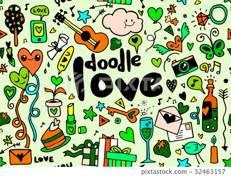 love , doodles elements sketch background 32463157