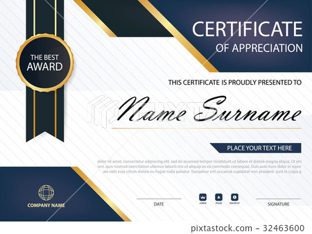 Blue Elegance horizontal certificate with Vector 32463600
