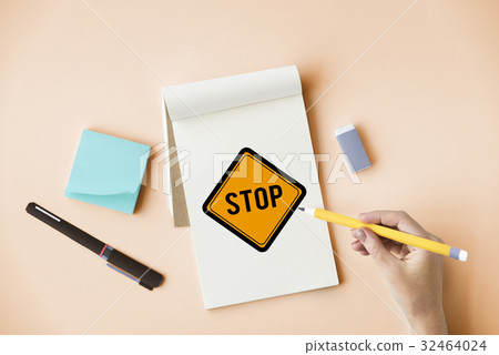 Stop No Caution Warning Sign 32464024