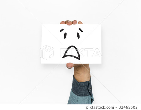 Illustration of awful sadness face on banner 32465502