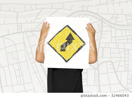 Hands holding network graphic overlay banner 32466043