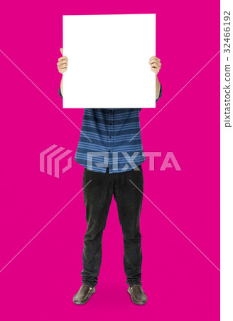 Person Standing and Holding empty Placard 32466192