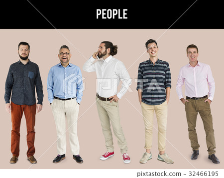 Group of men wearing shirt standing in a row 32466195