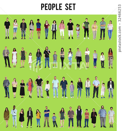 Diversity People Set Gesture Standing Together Studio Isolated 32466253