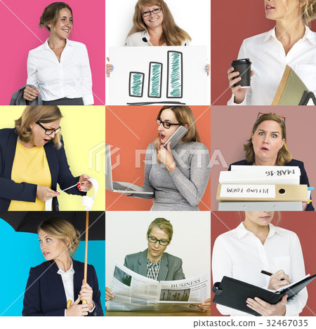 People Set of Diversity Business Women Studio Portrait 32467035