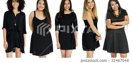 Diversity Women Set Gesture Standing Together Studio Isolated 32467048