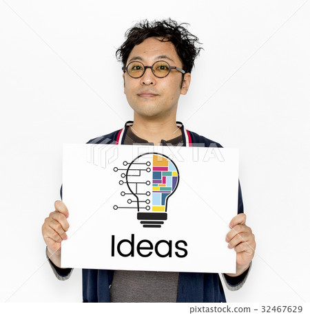 Man holding billboard network graphic overlay 32467629