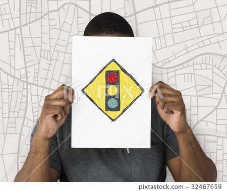 Man holding network graphic overlay banner Man holding network graphic overlay banner 32467659