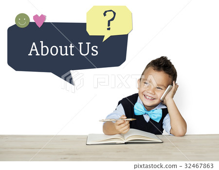 Boy using mobile phone talking and smiling 32467863